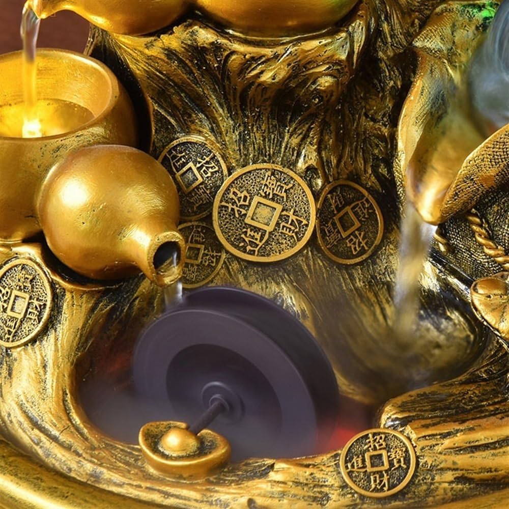 GRFIT Indoor Fountain Decorative Fountain, Feng Shui Wheel Circulating Water for Living Room, Office, Landscape, Flowing Water Ornaments to Attract Wealth Tabletop Fountain
