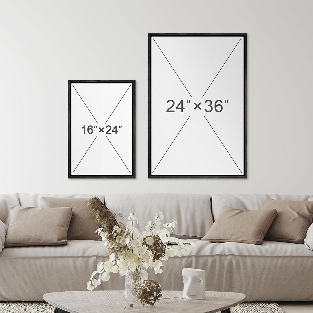 SIGNFORD Framed Canvas Print Wall Art Set Jungle Palm Leaf Geometric Polygons Abstract Shapes Illustration Modern Art Decorative Nordic Nature for Living Room, Bedroom, Office - 24'x36'x2 Black