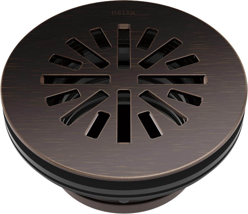 Delta 4 Inch Oil Rubbed Bronze Round Shower Floor Drain with Gasket and Snap-In Drain Gate, Venetian Bronze DT051411-RB