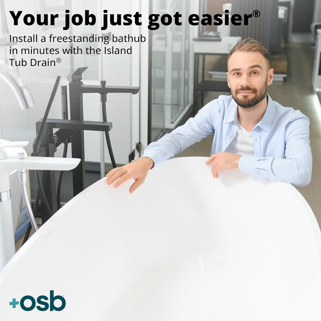 OS&B ITD25 FRZERO Fire Rated PVC Island Tub Drain Kit for Freestanding Tubs, Rough-in for Easy Installation, Compatible for Non-Combustible Buildings, Testable Bathtub Drain for 8'/10' Joist Space