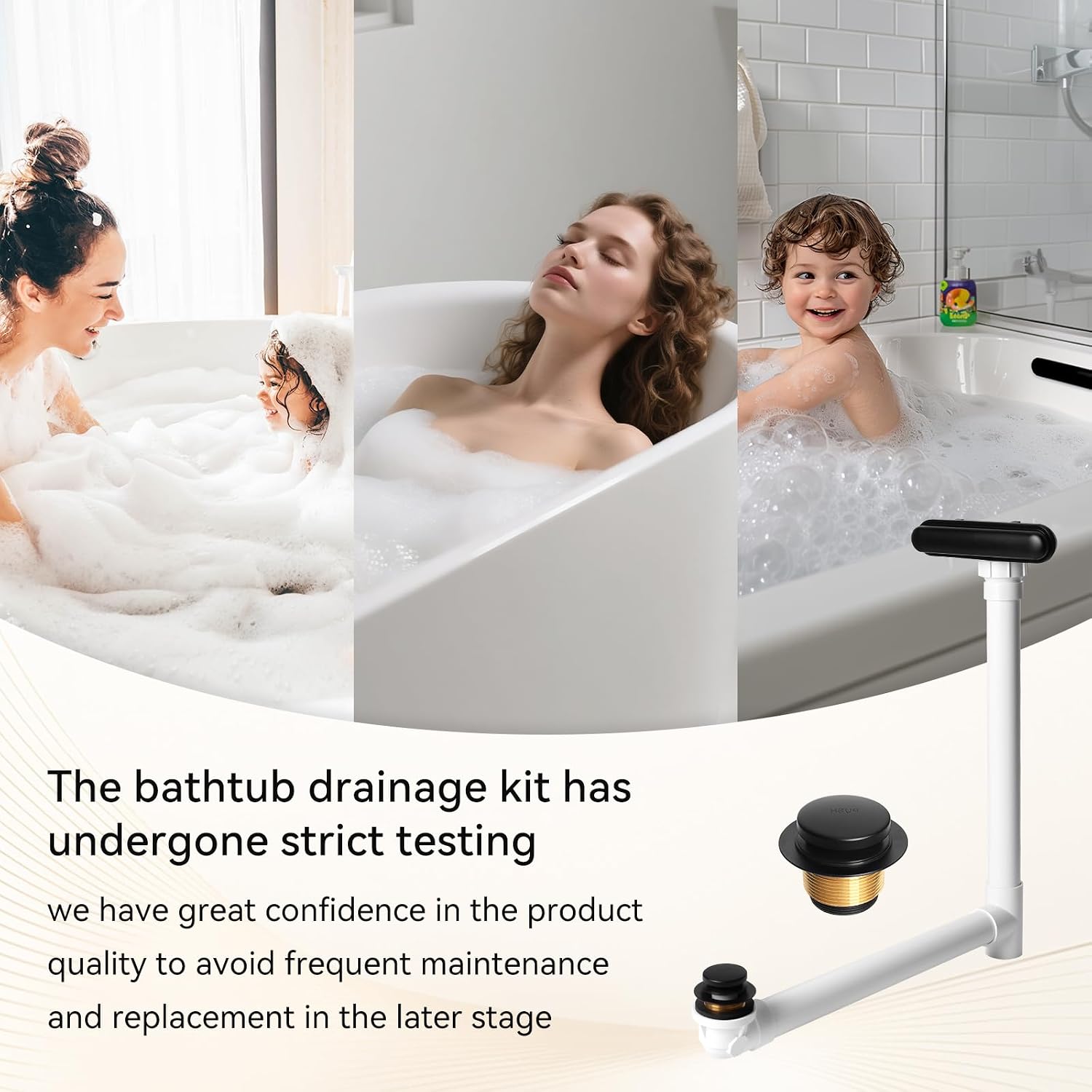 Slotted Overflow Bath Drain with Toe-Tap Stopper, Compatible with Kohler Elevance/Archer/Underscore/Rêve/Parity Baths and whirlpools, Easy Installation, Slotted Overflow Bath Drain (Matte Black)