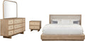 Coaster Home Furnishings Kailani Coastal 4-Piece Bedroom Set Fabric Upholstered Queen Size Wingback Bed Frame 49-inch Headboard Beige Oak 225041Q-S4