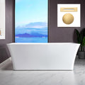 WOODBRIDGE 67' Acrylic Freestanding Bathtub Contemporary Soaking White Tub with Brushed Gold Overflow and Drain，BTA1609-BG-Drain &O