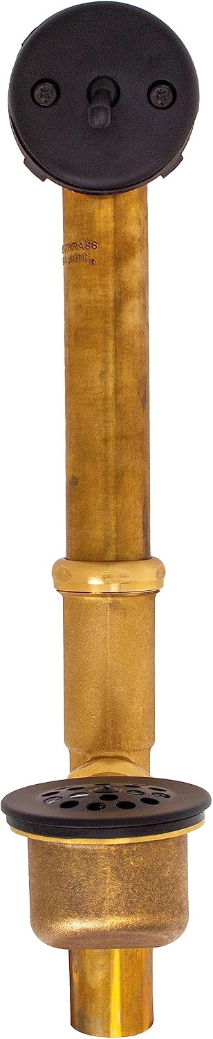 Westbrass A323-62 14' Bath Waste & Overflow Assembly with Trip Lever and Beehive Strainer Grid Drain, Matte Black
