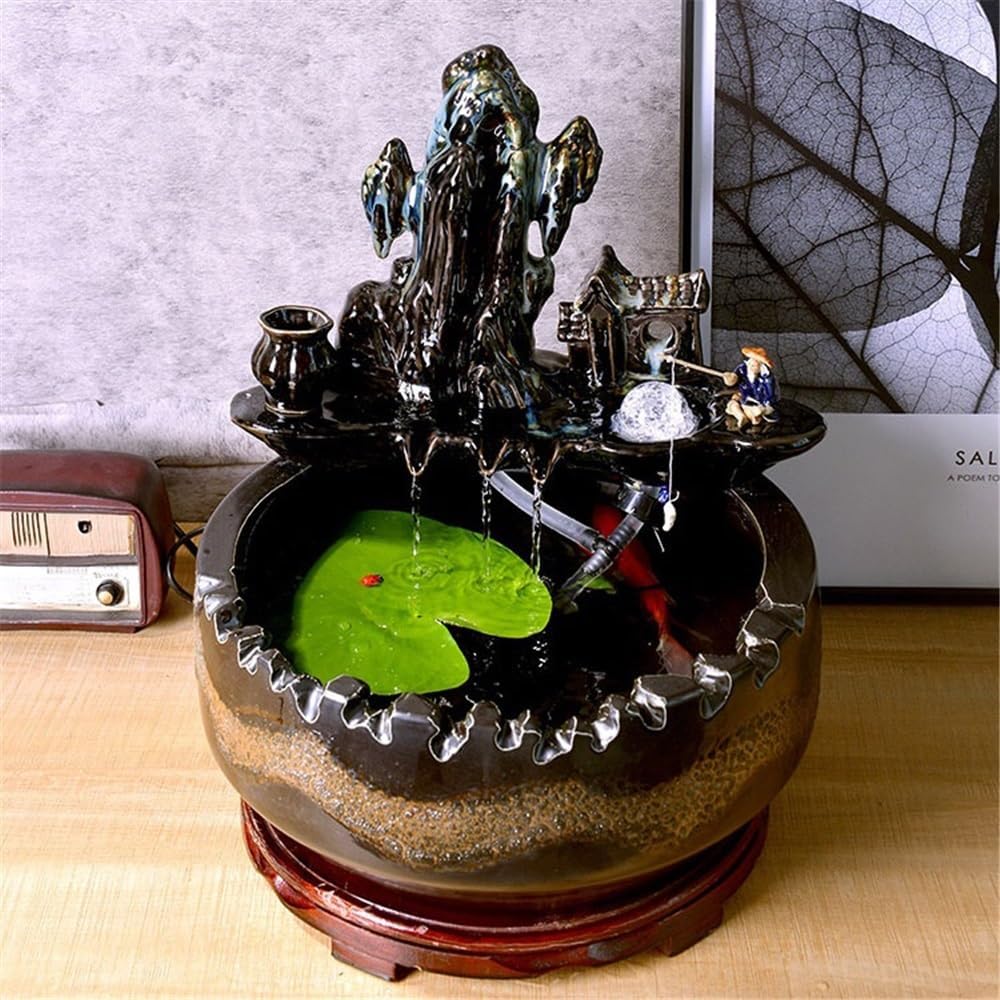 Tabletop Ceramic Tabletop Fountain for Indoor and Home Decoration Table Desk Office Patio Decor