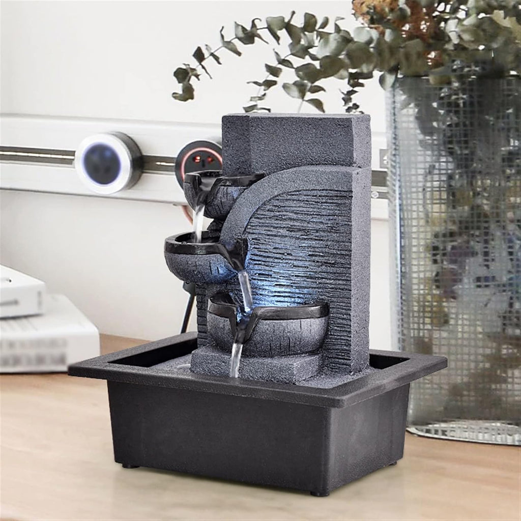 Indoor Water Fountain Tabletop Fountains Simple Office Circulating Water Ornaments Desktop Decoration Lucky Fountain Landscape Living Room Fortune Feng Shui Wheel Ball Meditation Fountain