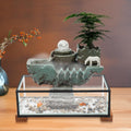 Tabletop Eco Fish Tank Water Fountains, Indoor Waterfall Decoration with Mist, Crystal Ball for Meditation, Desk Fountain with Pump & Colorful LED Atomizer for Feng Shui Wealth Boom