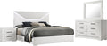Coaster Home Furnishings Ives Contemporary 4-Piece Bedroom Set Queen Size LED Panel Bed Frame 57-inch Headboard White High Gloss 224941Q-S4