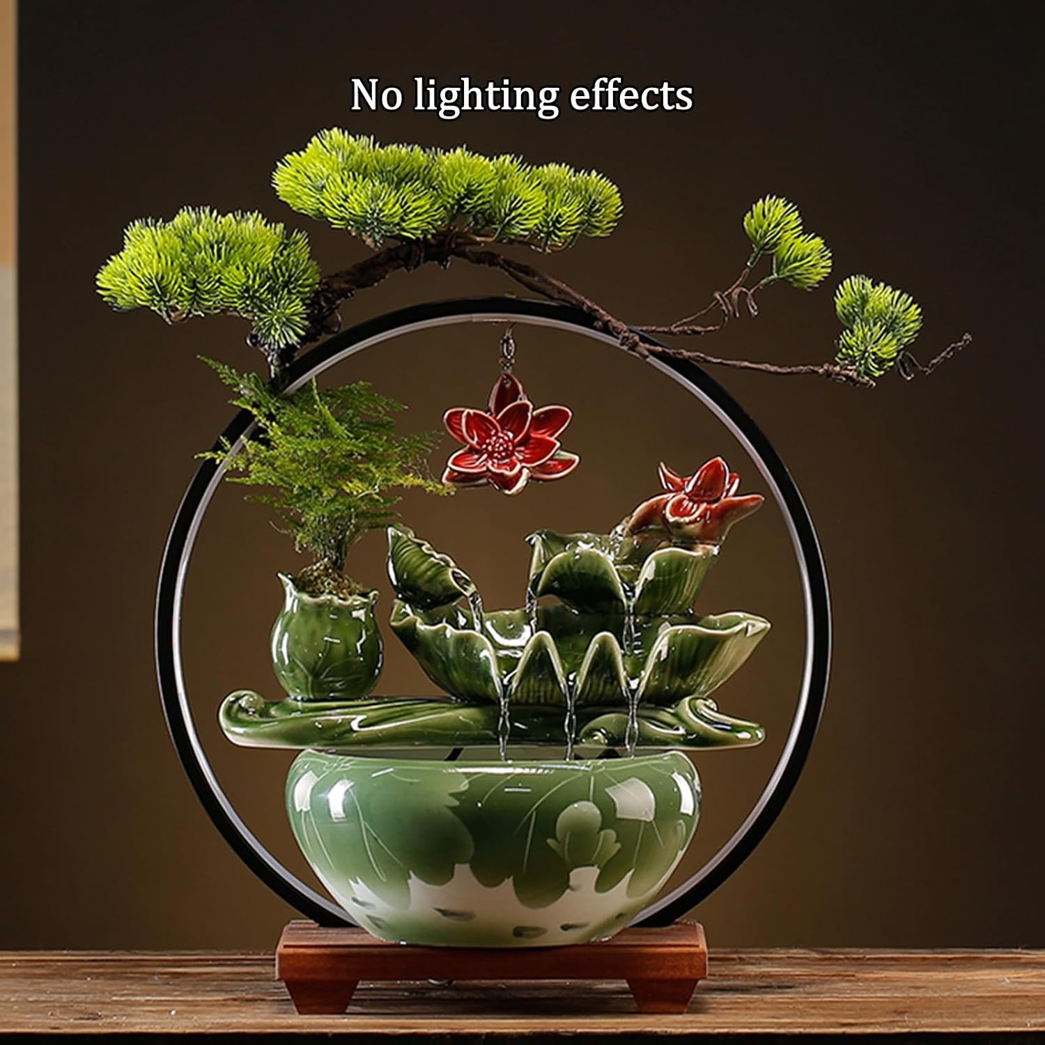Tabletop Fountain with Light Waterfall Fountain with Backflow Incense Burner Desktop Zen Water Fountain Ceramic Fish Tank Indoor Water Fountain for Home Office Without Plants.(Style5)