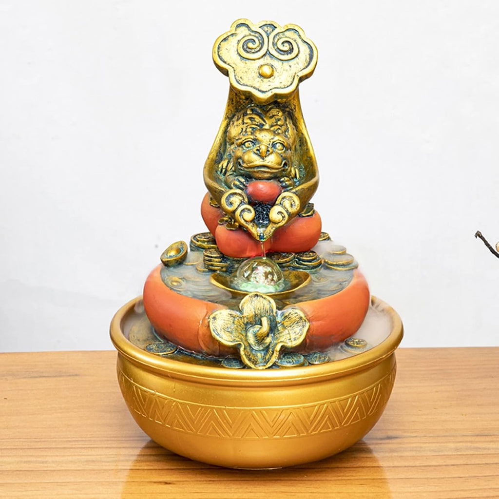 HIHELO Desktop Fountain Resin Tabletop Fountain Waterfall Decoration with LED Lights Portable Tabletop Decoration Zen Meditation Waterfall for Office Living Room Water Fountain Outdoor (Color : B)