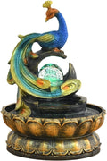 HIHELO Tabletop Fountain Creative Peacock-Shaped Fountain Home Feng Shui Ball Desktop Fountain Dining Table Office Desktop Running Water Ornaments Indoor Fountain