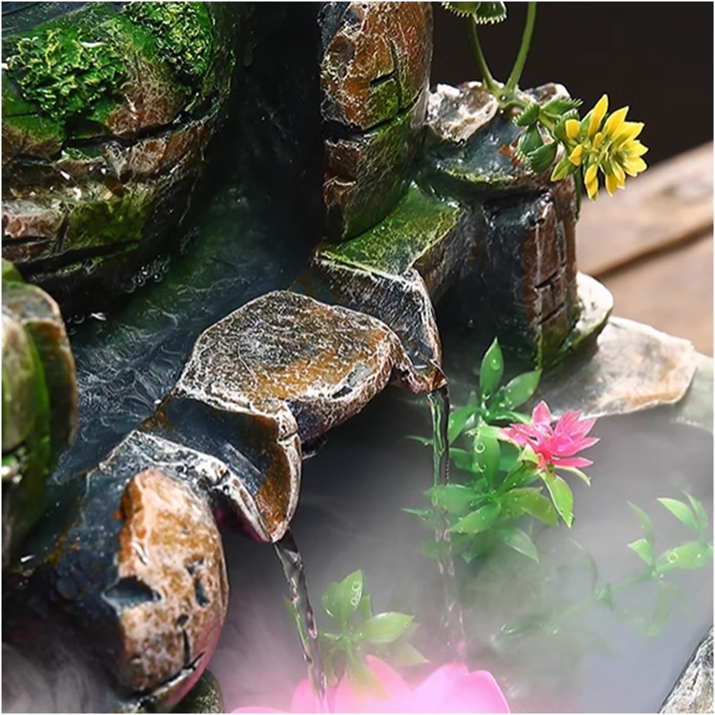 GRFIT Indoor Fountain Atomized Bonsai Rocket, Running Water Fountain, Small Table Ornaments, Crystal Ball Gifts, Ceramic Landscape Ornaments Tabletop Fountain