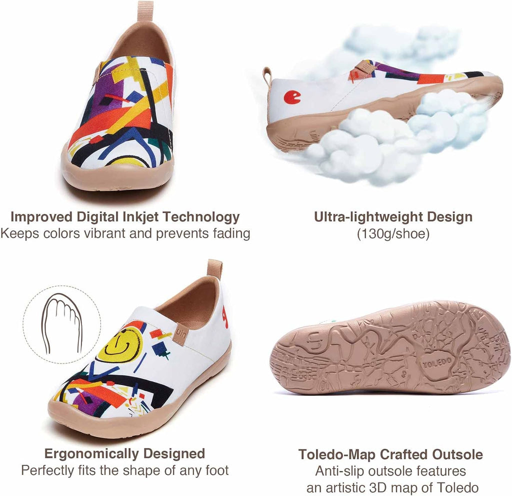 UIN Women's Casual Loafers Travel Painted Walking Slip On Lightweight Comfortable Canvas Fashion Sneakers