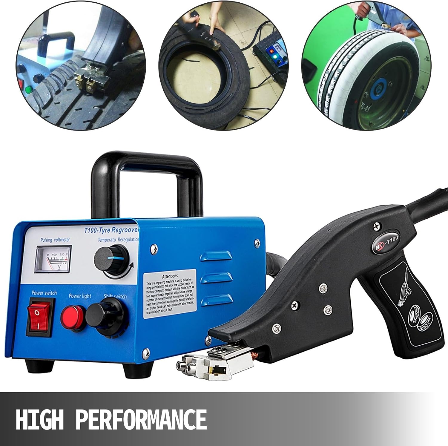 HSD-T100 Tire Groover Machine 400W Grooving Tool With 20 Tire Blades Including U/V-type for Race Car Truck Motorcycle