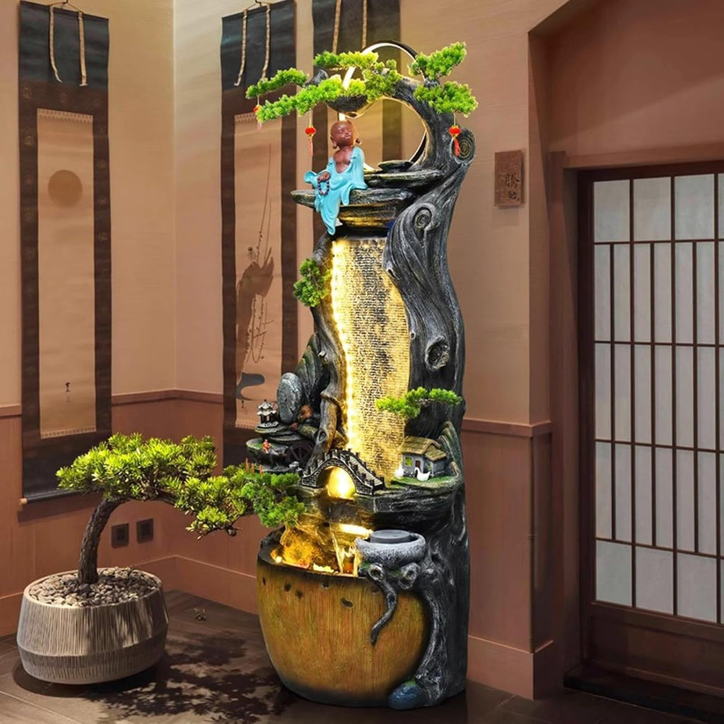 Tabletop Fountain Flowing Water Decorations Circular Floor Ceiling Living Room Office Rockery Housewarming Gift Decorations Pastoral Scenery Floor Ceiling Decorations Tabletop Water Fountain