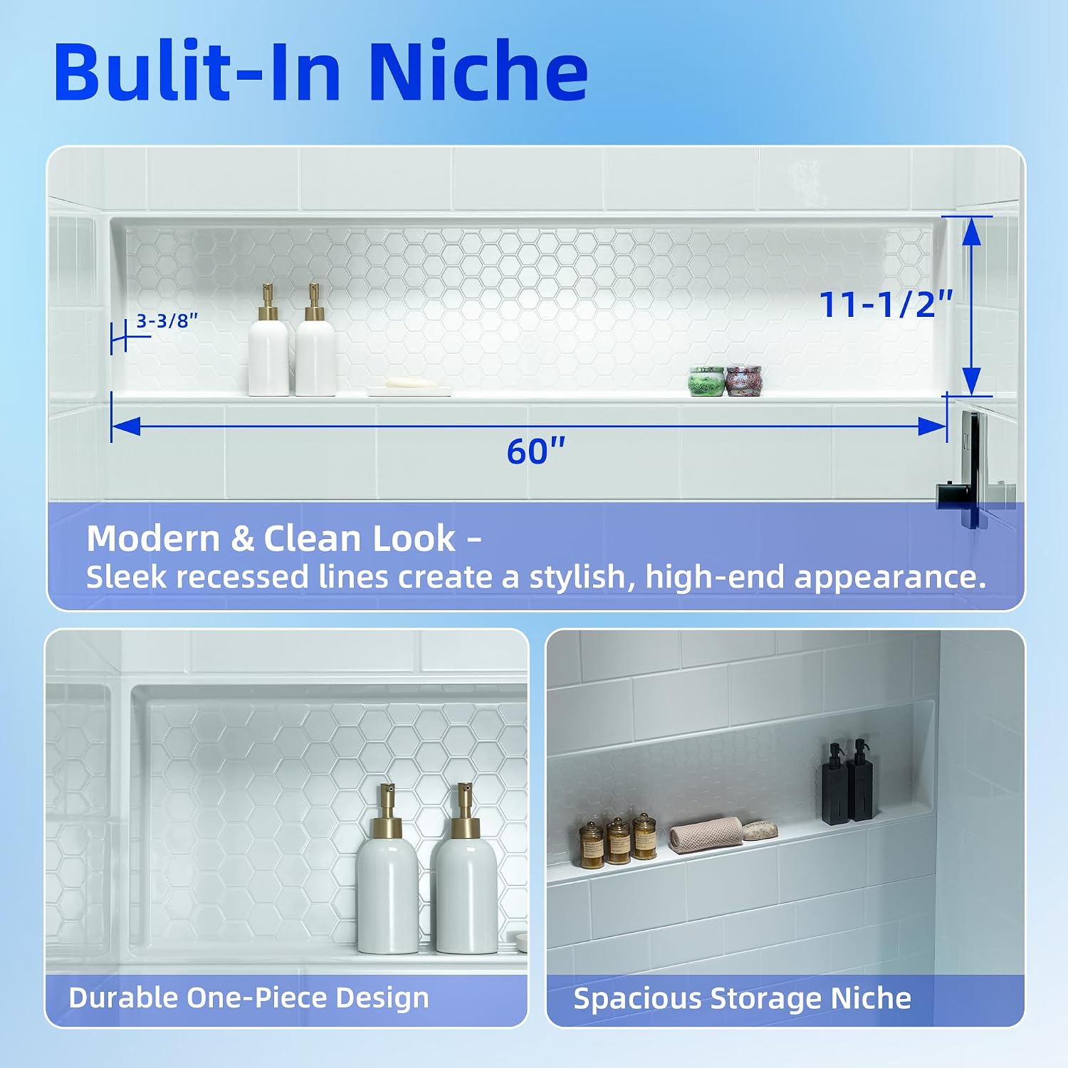 WOODBRIDGE 60' x 32' Four-Piece Direct-to-Stud Alcove Tub Surround with Left-Drain Hole Soaking Bathtub Combo in White