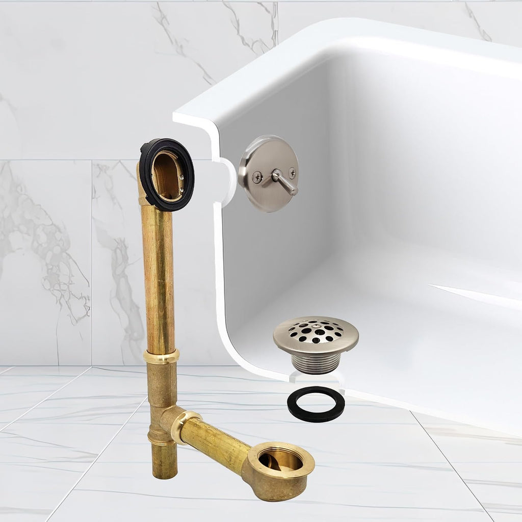 Westbrass A323-20 14' Bath Waste & Overflow Assembly with Trip Lever and Beehive Strainer Grid Drain, Stainless Steel