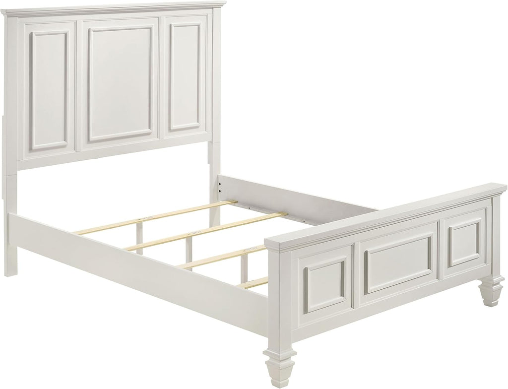 Coaster Home Furnishings Sandy Beach Coastal 4-Piece Bedroom Set Queen Size Panel Bed Frame 63-inch Headboard Cream White 201301Q-S4