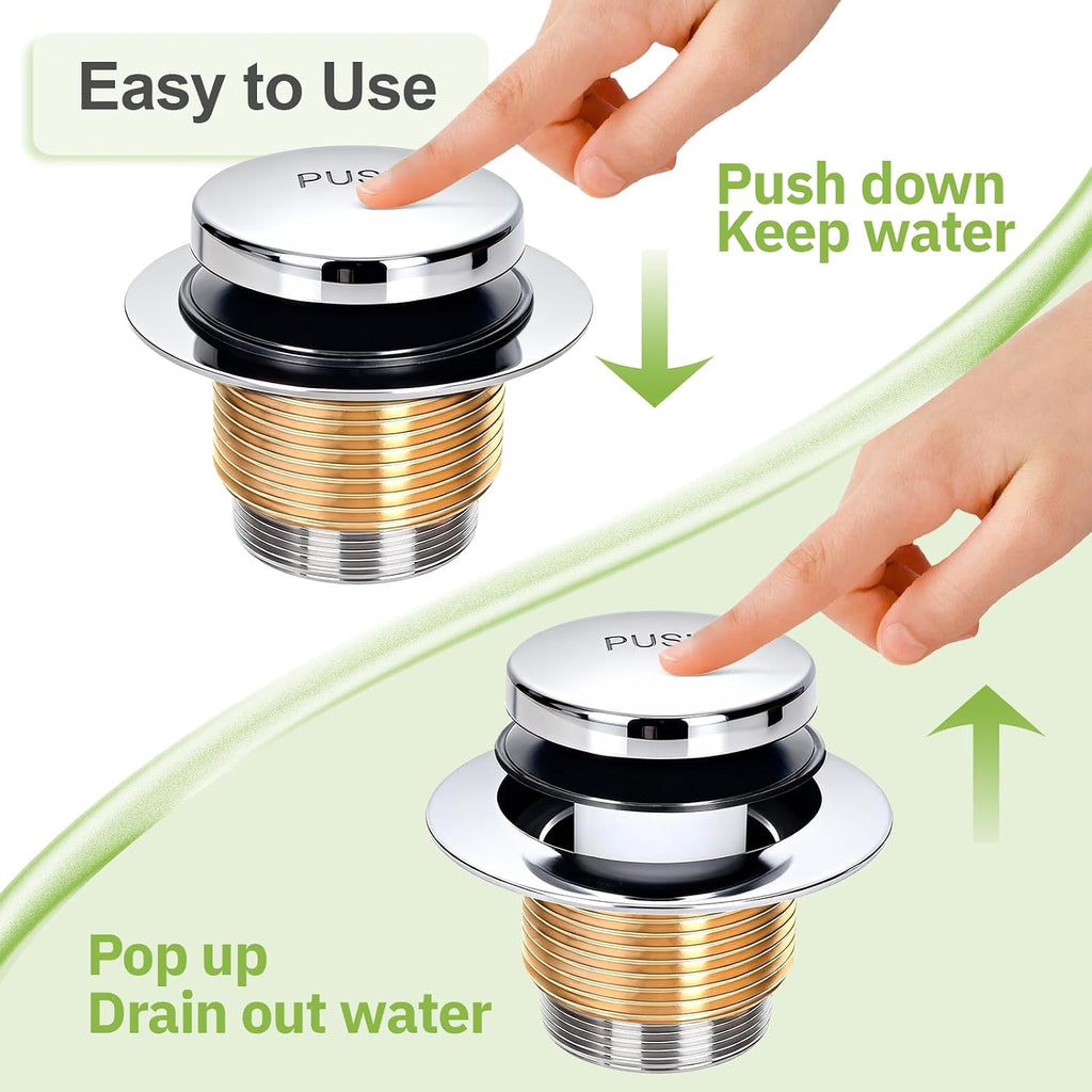 Slotted Overflow Bath Drain with Toe-Tap Stopper, with Metal Overflow Cover, Compatible with Kohler Elevance/Archer/Underscore/Rêve/Parity Baths and Whirlpools, Polished Chrome, Easy Installation