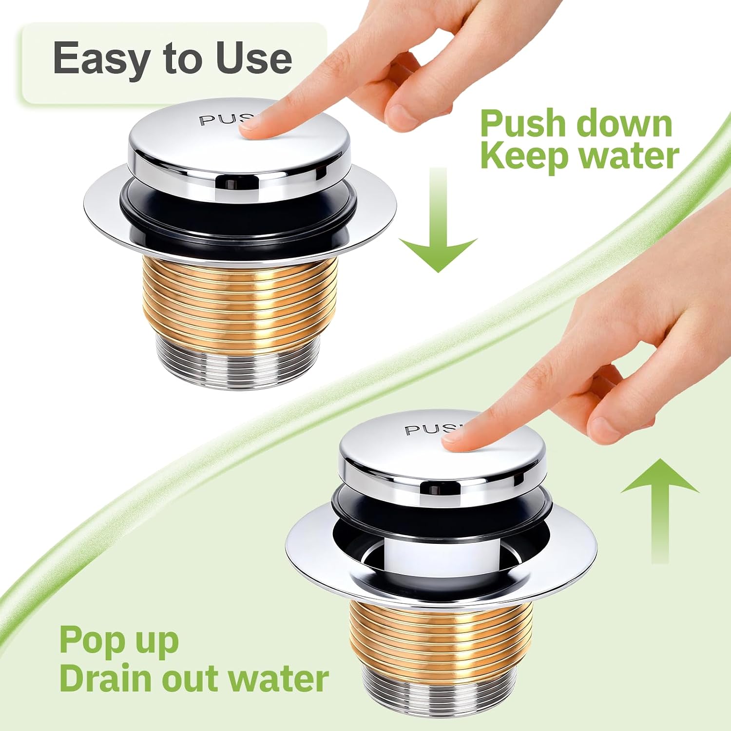 Slotted Overflow Bath Drain with Toe-Tap Stopper, with Metal Overflow Cover, Compatible with Kohler Elevance/Archer/Underscore/Rêve/Parity Baths and Whirlpools, Polished Chrome, Easy Installation