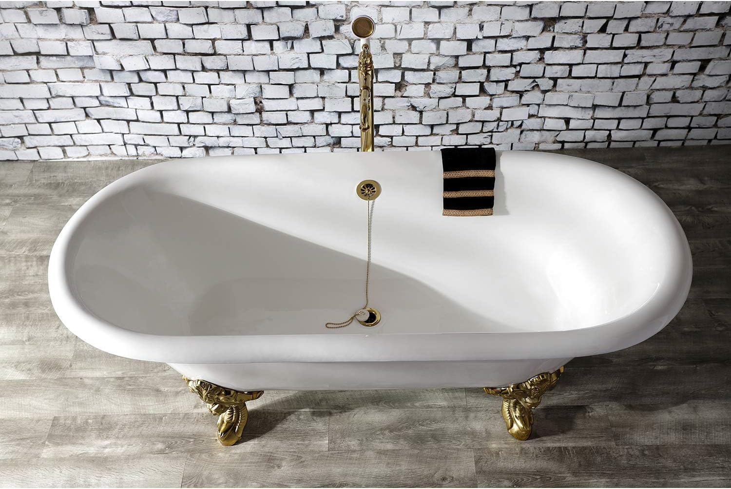 Kingston Brass CC2092 Vintage Claw Foot Bath Drain, 27-5/8-Inch, Polished Brass