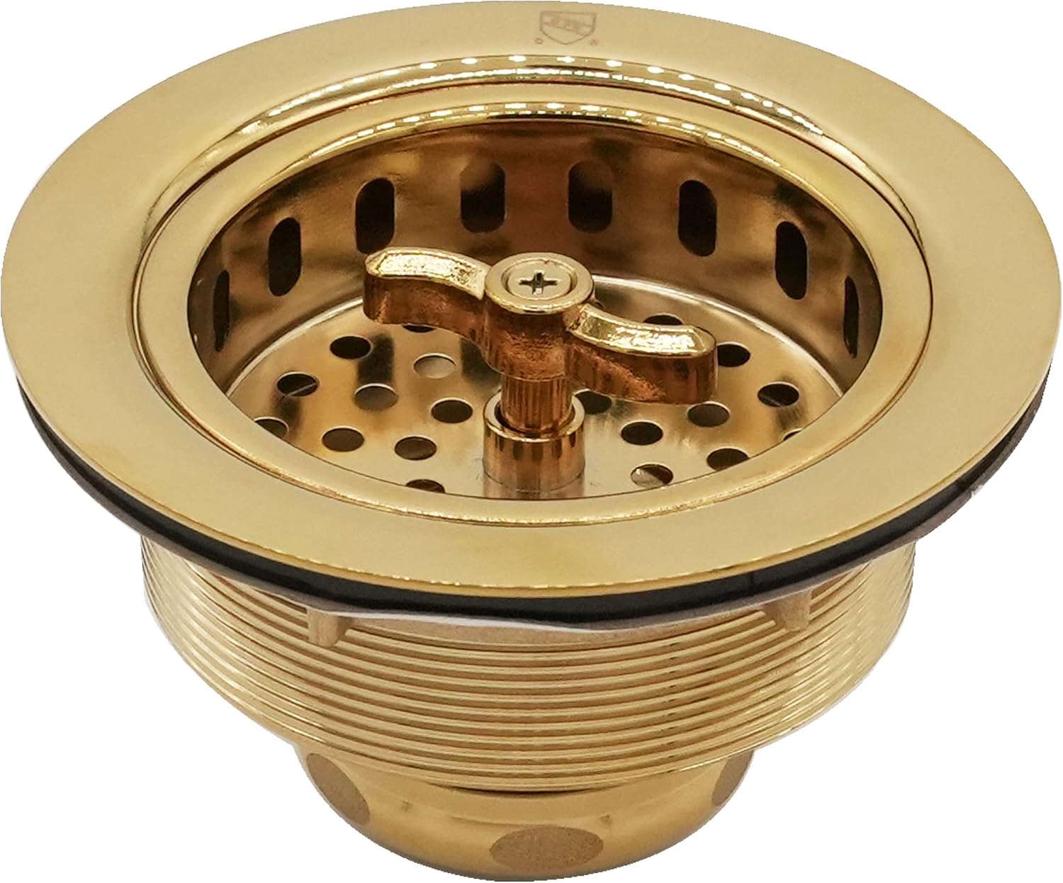 Westbrass CO2195S-01 Combo Pack 3-1/2' Wing Nut Twist Style Large Kitchen Sink Basket Strainer and Extra-Deep Collar Kitchen Sink Waste Disposal Flange with Strainer Stopper, Polished Brass