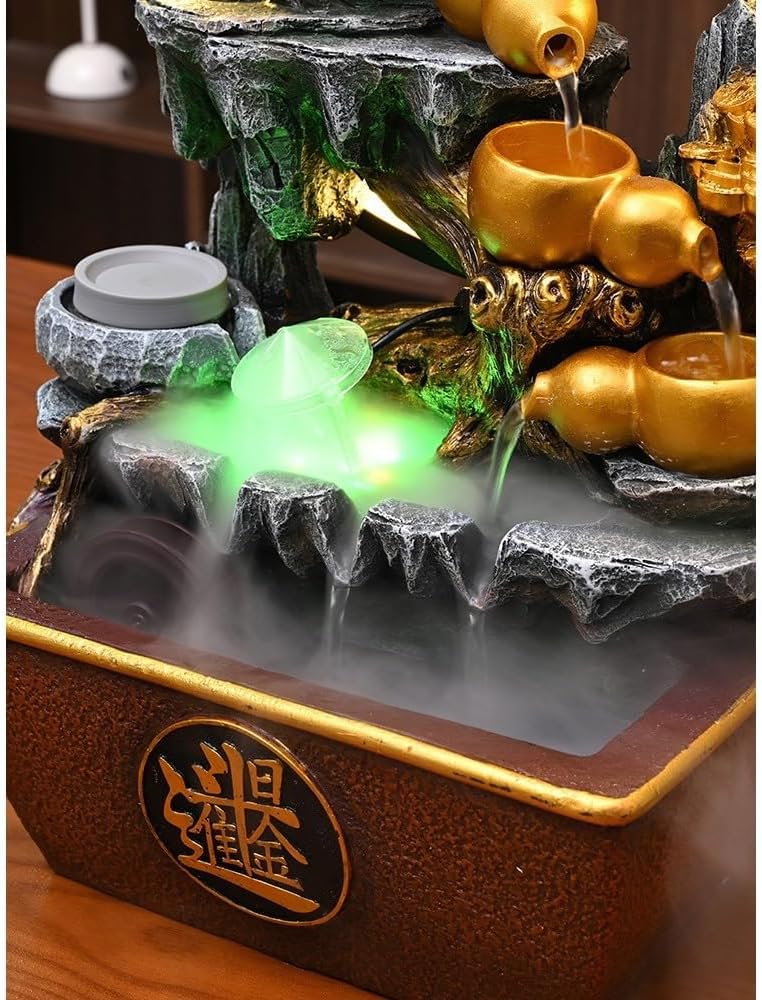 GRFIT Indoor Fountain Tabletop Relaxation Fountain with Flowing Water Wheel Decoration Table Fountain