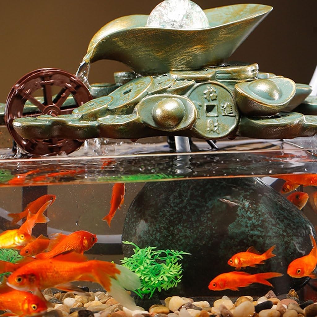 GUERNSEY Tabletop Fountain Chinese Style Water Fountain Fish Tank Ornaments Living Room Desk Decoration Circulating Water Study Desktop Fountain Indoor Fountain