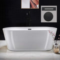 WOODBRIDGE 67' Acrylic Freestanding Bathtub Contemporary Soaking Tub, White Acrylic (Matte Black Drain/Overflow), B0013-MB-Drain &O