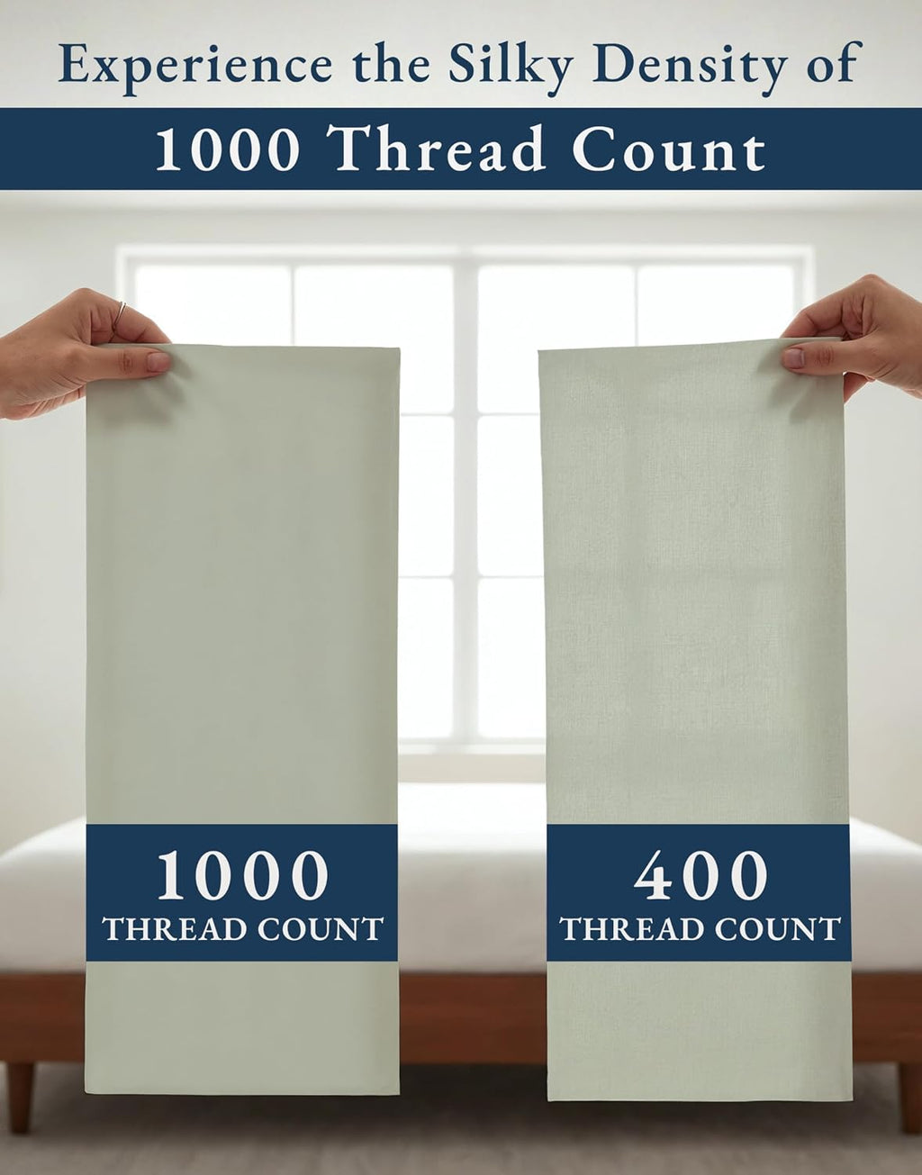 100% Egyptian Cotton Queen Bed Sheet Set – 1000 Thread Count 4 Piece Queen Sheets Set, Breathable & Fade Resistant, Silky Sateen Weave, Ultra-Soft Hotel Luxury Bedding with 15' Deep Pocket - Mineral