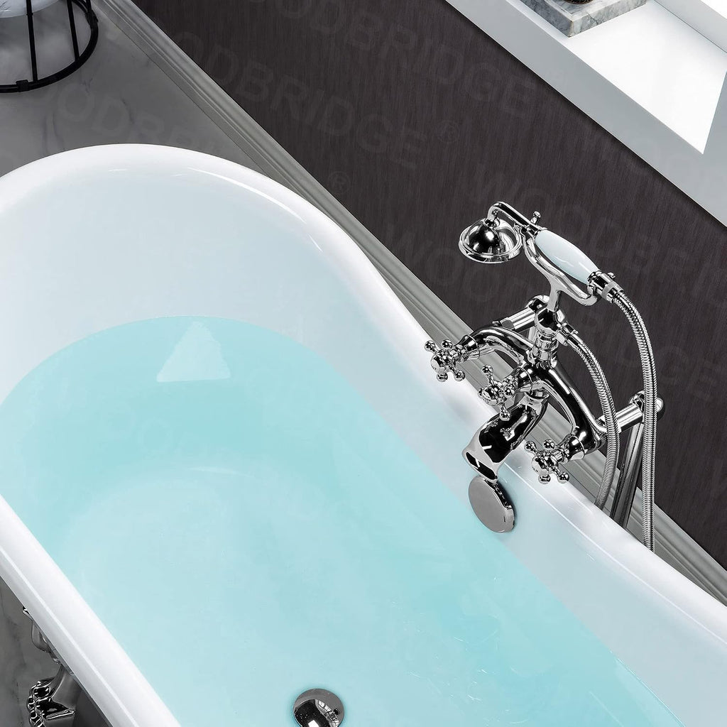 WOODBRIDGE BTA1540-B/N-Feet+B/NDrain Bathtub, Brushed Nickel