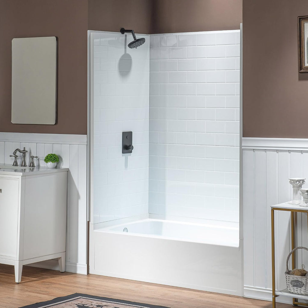 WOODBRIDGE 60' x 32' Four-Piece Direct-to-Stud Alcove Tub Surround with Left-Drain Soaking Bathtub Combo in White