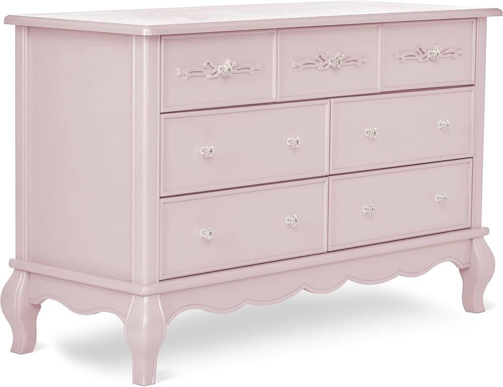 Evolur Aurora 7 Drawer Double Dresser, Dusty Rose
