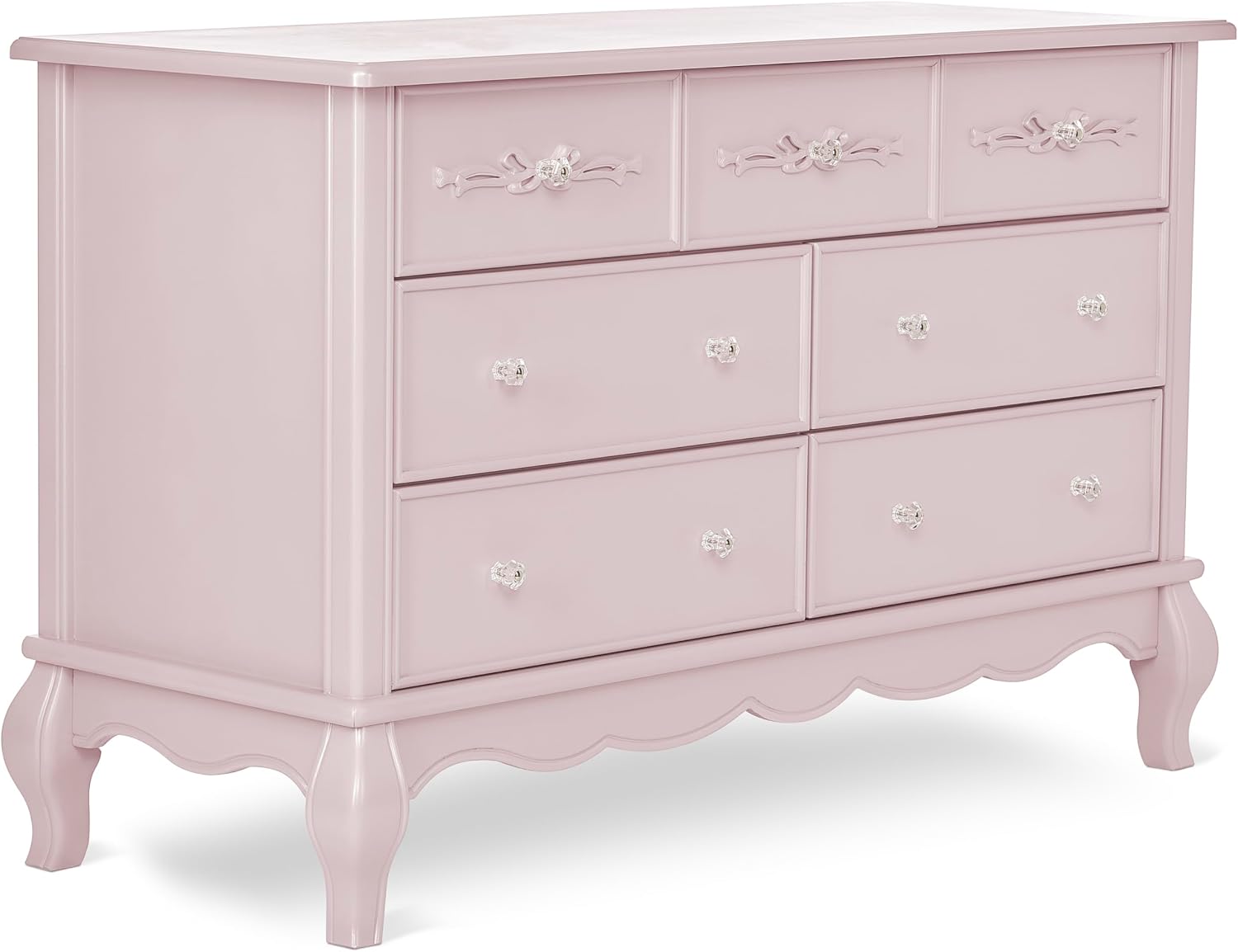 Evolur Aurora 7 Drawer Double Dresser, Dusty Rose
