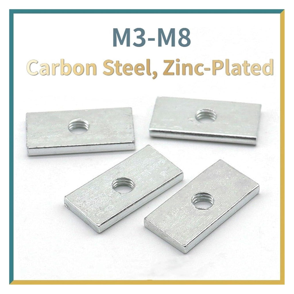10/50pcs Square Nuts for Aluminum Profiles - Zinc-Plated Carbon Steel, M3-M8(M8x25x15x5 50pcs)