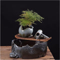 GRFIT Indoor Fountain Tabletop Fountain Ceramic Flowing Water Ornament New Zen Chinese Home Feng Shui Attract Wealth Humidification Landscape Office Desk Decorations Table Fountain