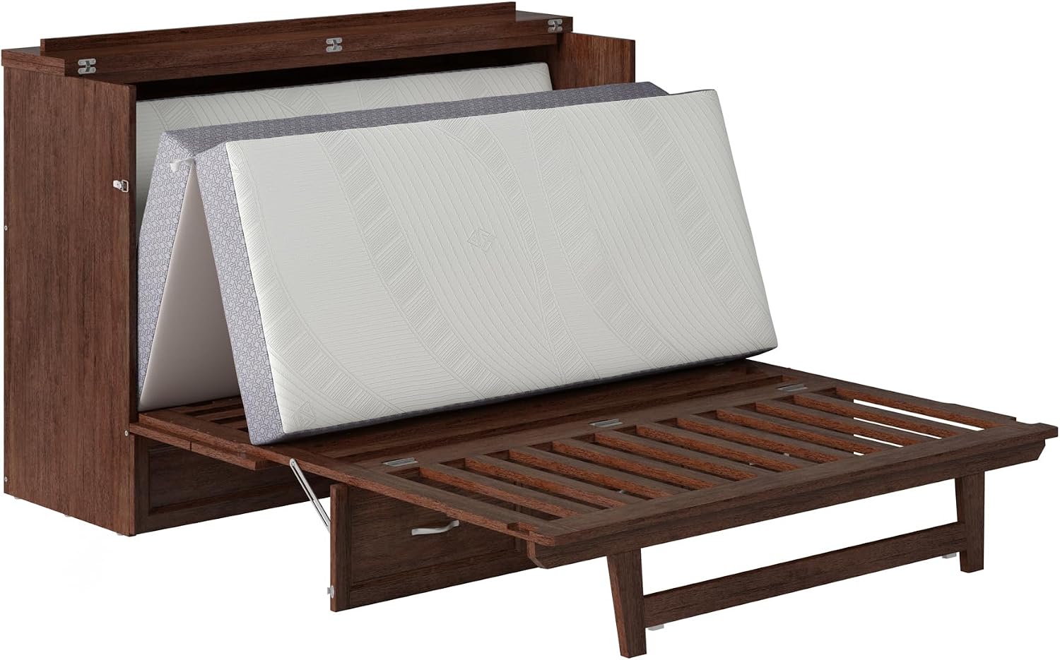 AFI, Northfield Murphy Bed Chest Queen with 6' Mattress, Storage Drawer & Built-in USB Charger, Burnt Amber