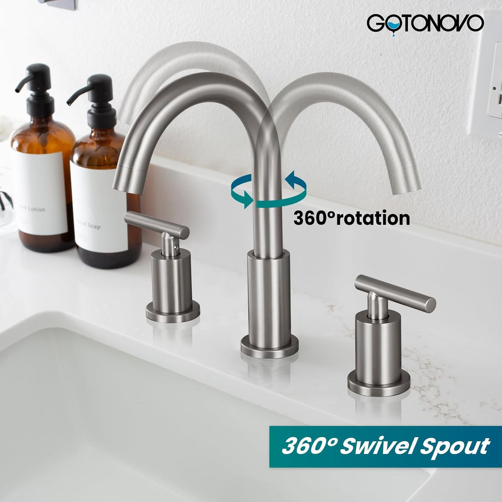 gotonovo 3 Hole 2 Handles Lavatory Basin Bathroom Sink Faucet with Single-Handle Shower Faucet Set Shower Kit with Valve Shower Head and Handle Set Shower Trim Kit