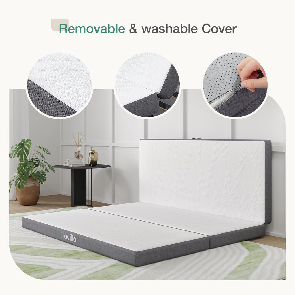 Novilla Folding Mattress Queen Size,4 inch Memory Foam Tri Fold