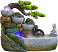 HIHELO Desktop Fountain Indoor Tabletop Fountain Waterfall Zen Meditation Indoor Waterfall Function with Automatic Pump Artificial Tree and Lighting Waterfall Water Fountain Outdoor (Size : Large)