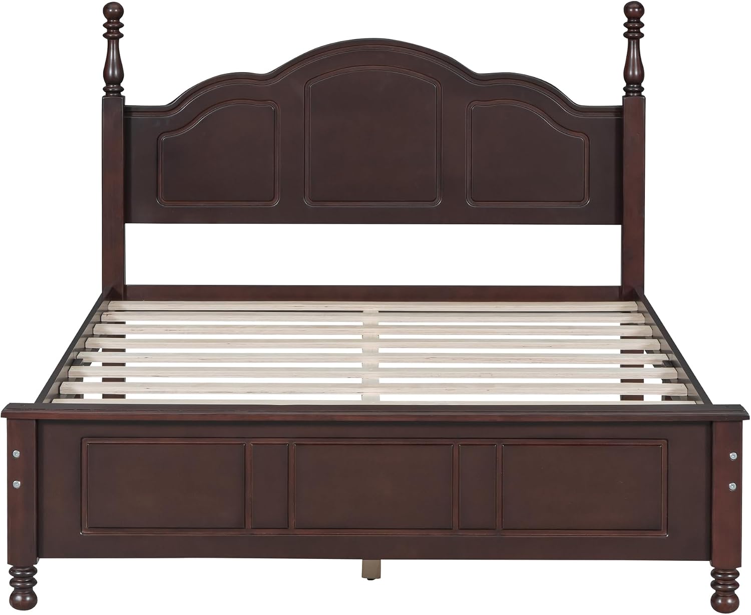 3-Pieces Bedroom Sets, Retro Style Full Size Platform Bed with Wooden Slat Support and Headboard, Wooden Bedroom Furniture Set with 2 Nightstands for Kids Teens Adults Bedroom (Walnut + Wood 078)