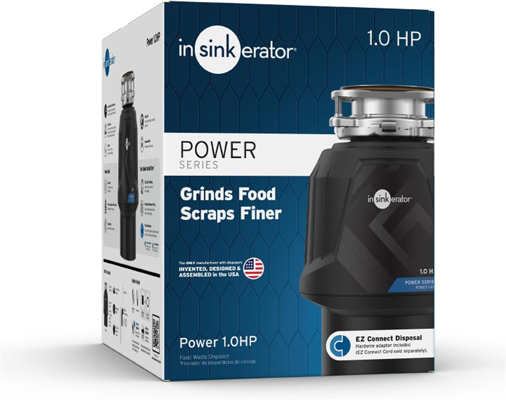InSinkErator Power 1HP, 1 HP Garbage Disposal, Power Series EZ Connect Continuous Feed Food Waste Disposer, Black