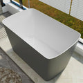 47' Lucite Acrylic Freestanding Bathtub，Square Shape Janpanese Soaking Tub,Toe-tap Chrome Right Drain, Slotted Overflow, cUPC Certified,Glossy 37°Gray