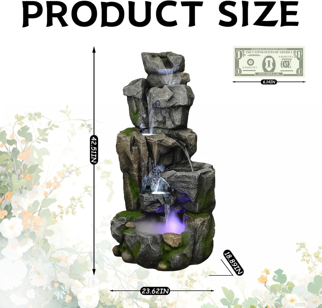 Top Outdoor Water Fountain Outside, Garden Water Fountain Decor for Gardens, Landscaping, Patios, Lawns (Large)
