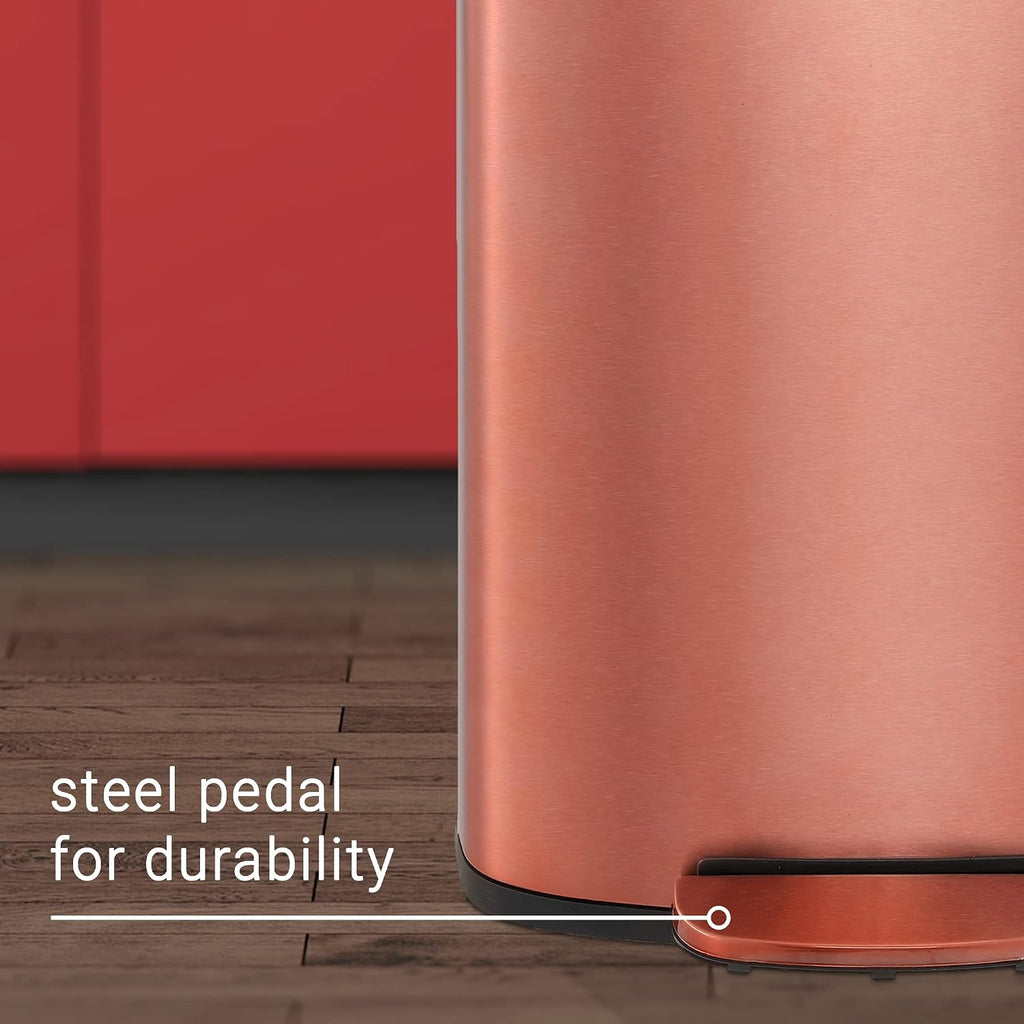 happimess HPM1006D Connor Rectangular 13-Gallon Trash Can with Soft-Close Lid and Free Mini Trash Can, Fingerprint Resistant, Modern, Minimalistic for Home, Kitchen, Office, Bathroom, Rose Gold