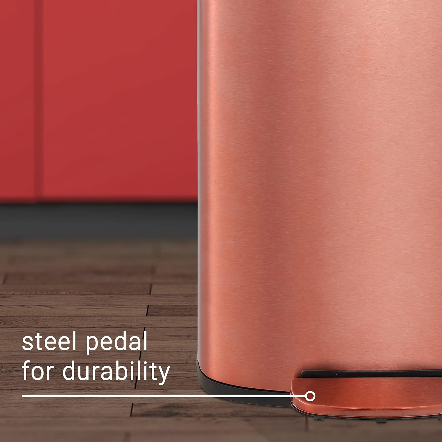 happimess HPM1006D Connor Rectangular 13-Gallon Trash Can with Soft-Close Lid and Free Mini Trash Can, Fingerprint Resistant, Modern, Minimalistic for Home, Kitchen, Office, Bathroom, Rose Gold