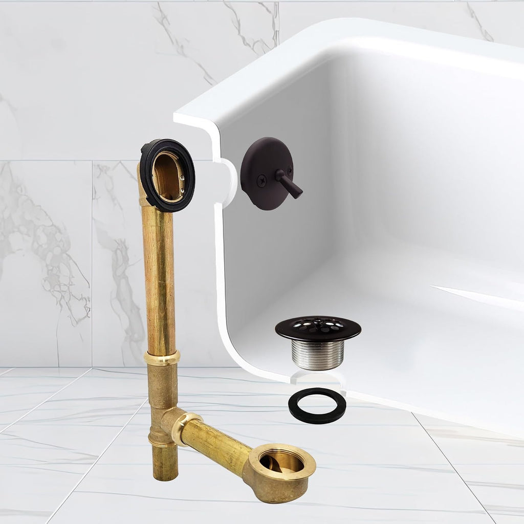 Westbrass A323-12 14' Bath Waste & Overflow Assembly with Trip Lever and Beehive Strainer Grid Drain, Oil Rubbed Bronze