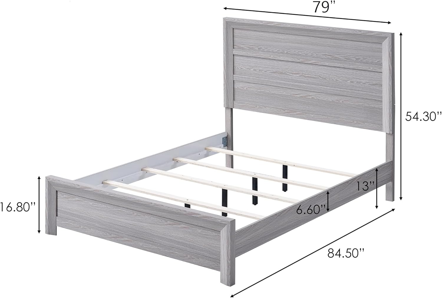 Drift Wood Grey Finish 6pc Queen Size Panel Bed Set Wooden Bedroom Furniture Contemporary