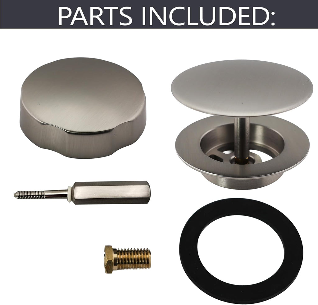 Westbrass Rotating Overflow with Pin for Easier Operation and Mushroom Drain Strainer, Stainless Steel, D50TP-20