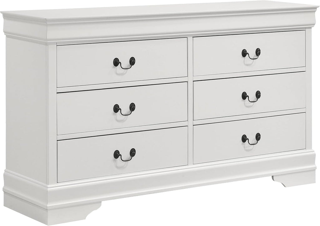 Coaster Home Furnishings Louis Philippe Traditional 4-Piece Bedroom Set Queen Size Sleigh Bed Frame 47-inch Headboard White 202441Q-S4